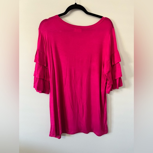 BiBi Fuchsia Ruffle Sleeve Tee - Picture 2 of 4